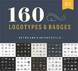 160个传统的标志和徽章：160 Vintage logotypes and badges